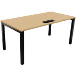Bureau droit burocolor avec trappe d'accès - l. 160 x p. 80 cm - plateau hêtre - pieds noir Bureau droit burocolor avec trappe d'accès - l. 160 x p. 80 cm - plateau hêtre - pieds noir