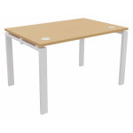 Bureau droit e - link - l. 120 x p. 80 cm - plateau hêtre - pieds blanc Bureau droit e - link - l. 120 x p. 80 cm - plateau hêtre - pieds blanc