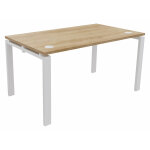 Bureau droit e - link - l. 140 x p. 80 cm - plateau chêne nebraska - pieds blanc Bureau droit e - link - l. 140 x p. 80 cm - plateau chêne nebraska - pieds blanc