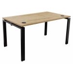 Bureau droit e - link - l. 140 x p. 80 cm - plateau chêne nebraska - pieds noir Bureau droit e - link - l. 140 x p. 80 cm - plateau chêne nebraska - pieds noir
