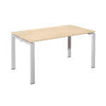 Bureau droit e - link - l. 140 x p. 80 cm - plateau chne - pieds aluminium