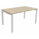 Bureau droit e - link - l. 140 x p. 80 cm - plateau chne - pieds blanc