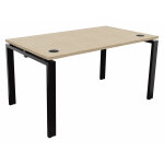 Bureau droit e - link - l. 140 x p. 80 cm - plateau chne - pieds noir