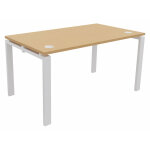 Bureau droit e - link - l. 140 x p. 80 cm - plateau htre - pieds blanc