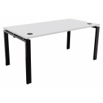 Bureau droit e - link - l. 160 x p. 80 cm - plateau blanc - pieds noir Bureau droit e - link - l. 160 x p. 80 cm - plateau blanc - pieds noir