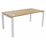 Bureau droit e - link - l. 160 x p. 80 cm - plateau chêne nebraska - pieds blanc Bureau droit e - link - l. 160 x p. 80 cm - plateau chêne nebraska - pieds blanc