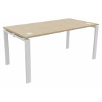 Bureau droit e - link - l. 160 x p. 80 cm - plateau chne - pieds blanc