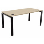 Bureau droit e - link - l. 160 x p. 80 cm - plateau chne - pieds noir
