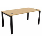 Bureau droit e - link - l. 160 x p. 80 cm - plateau htre - pieds noir