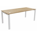 Bureau droit e - link - l. 180 x p. 80 cm - plateau ch�ne nebraska - pieds blanc