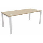 Bureau droit e - link - l. 180 x p. 80 cm - plateau ch�ne - pieds blanc