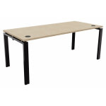 Bureau droit e - link - l. 180 x p. 80 cm - plateau ch�ne - pieds noir