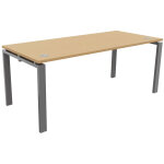 Bureau droit e - link - l. 180 x p. 80 cm - plateau htre - pieds aluminium