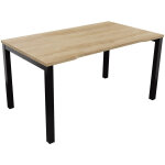 Bureau droit �chancr� burocolor - l. 140 x p. 80 cm - plateau ch�ne nebraska - pieds noir