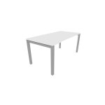 Bureau droit �chancr� burocolor - l. 160 x p. 80 cm - plateau blanc - pieds aluminium