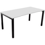 Bureau droit échancré burocolor - l. 160 x p. 80 cm - plateau blanc - pieds noir Bureau droit échancré burocolor - l. 160 x p. 80 cm - plateau blanc - pieds noir