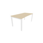 Bureau droit �chancr� burocolor - l. 160 x p. 80 cm - plateau ch�ne - pieds blanc