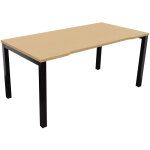 Bureau droit échancré burocolor - l. 160 x p. 80 cm - plateau hêtre - pieds noir Bureau droit échancré burocolor - l. 160 x p. 80 cm - plateau hêtre - pieds noir