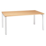 Bureau droit eminence - l. 160 x p. 80 cm - plateau h�tre - pieds blanc