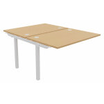 Bureau droit partag 2 postes burocolor - suivant - l. 120 x p. 163 cm - plateau htre - pieds blanc