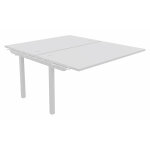 Bureau droit partag 2 postes burocolor - suivant - l. 140 x p. 163 cm - plateau blanc - pieds blanc