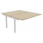 Bureau droit partag 2 postes burocolor - suivant - l. 140 x p. 163 cm - plateau chne - pieds blanc