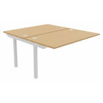 Bureau droit partag 2 postes burocolor - suivant - l. 140 x p. 163 cm - plateau htre - pieds blanc