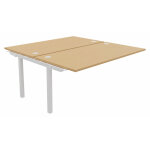 Bureau droit partag 2 postes burocolor - suivant - l. 160 x p. 163 cm - plateau htre - pieds blanc