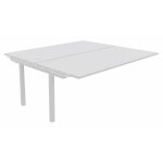 Bureau droit partag� 2 postes burocolor - suivant - l. 180 x p. 163 cm - plateau blanc - pieds blanc
