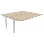 Bureau droit partag� 2 postes burocolor - suivant - l. 180 x p. 163 cm - plateau ch�ne - pieds blanc