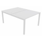 Bureau droit partag 2 postes burocolor - dpart - l. 120 x p. 163 cm - plateau blanc - pieds blanc