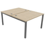 Bureau droit partag� 2 postes burocolor - d�part - l. 120 x p. 163 cm - plateau ch�ne - pieds aluminium ...