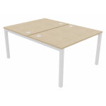 Bureau droit partag 2 postes burocolor - dpart - l. 120 x p. 163 cm - plateau chne - pieds blanc