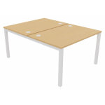 Bureau droit partag 2 postes burocolor - dpart - l. 120 x p. 163 cm - plateau htre - pieds blanc