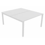 Bureau droit partag 2 postes burocolor - dpart - l. 140 x p. 163 cm - plateau blanc - pieds blanc