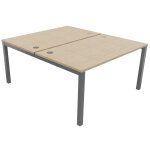 Bureau droit partag� 2 postes burocolor - d�part - l. 140 x p. 163 cm - plateau ch�ne - pieds aluminium ...