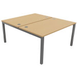 Bureau droit partag 2 postes burocolor - dpart - l. 140 x p. 163 cm - plateau htre - pieds aluminium ...