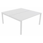 Bureau droit partag 2 postes burocolor - dpart - l. 160 x p. 163 cm - plateau blanc - pieds blanc