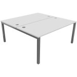 Bureau droit partag� 2 postes burocolor - d�part - l. 160 x p. 163 cm - plateau blanc - pieds aluminium ...