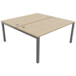 Bureau droit partag� 2 postes burocolor - d�part - l. 160 x p. 163 cm - plateau ch�ne - pieds aluminium ...