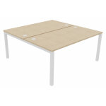 Bureau droit partag 2 postes burocolor - dpart - l. 160 x p. 163 cm - plateau chne - pieds blanc