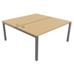 Bureau droit partag 2 postes burocolor - dpart - l. 160 x p. 163 cm - plateau htre - pieds aluminium ...