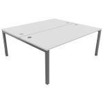 Bureau droit partag 2 postes burocolor - dpart - l. 180 x p. 163 cm - plateau blanc - pieds aluminium ...