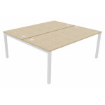Bureau droit partag 2 postes burocolor - dpart - l. 180 x p. 163 cm - plateau chne - pieds blanc