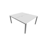 Bureau droit partag� 2 postes burocolor �chancr� - d�part - l. 120 x p. 163 cm - plateau blanc - pieds ...