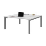 Bureau droit partag� 2 postes burocolor �chancr� - d�part - l. 160 x p. 163 cm - plateau blanc - pieds ...