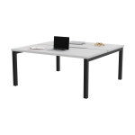 Bureau droit partagé 2 postes burocolor échancré - départ - l. 160 x p. 163 cm - plateau blanc - pieds ... Bureau droit partagé 2 postes burocolor échancré - départ - l. 160 x p. 163 cm - plateau blanc - pieds ...