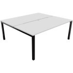 Bureau droit partagé 2 postes burocolor échancré - départ - l. 180 x p. 163 cm - plateau blanc - pieds ... Bureau droit partagé 2 postes burocolor échancré - départ - l. 180 x p. 163 cm - plateau blanc - pieds ...
