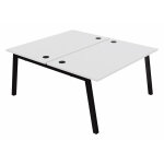 Bureau droit partag� 2 postes burocolor a avec obturateurs - d�part - l. 140 x p. 163 cm - plateau blanc ...