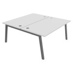 Bureau droit partag� 2 postes burocolor a avec obturateurs - d�part - l. 160 x p. 163 cm - plateau blanc ...